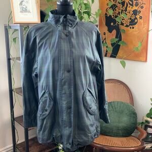 Talbots Tartan Plaid Cotton Zip Up Snap Over Rain Coat Jacket